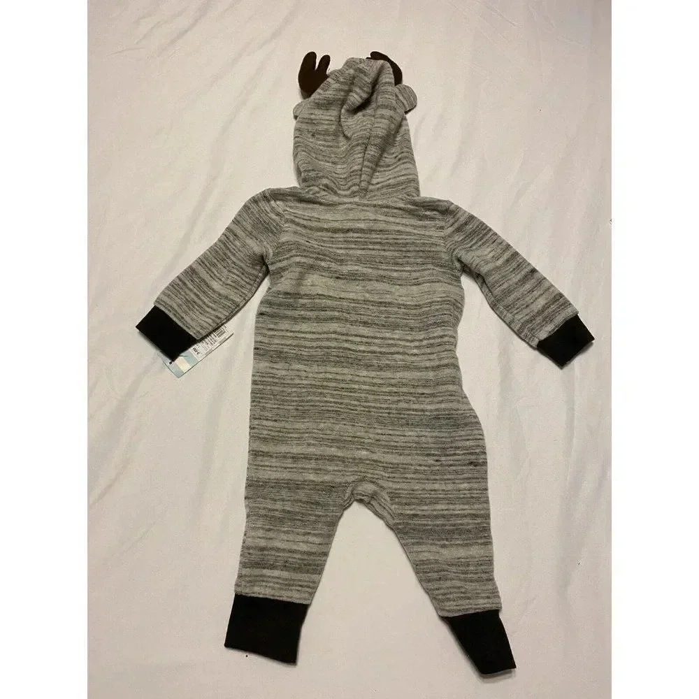 Cat & Jack 3-6 Months Reindeer Outfit Christmas Suit Xmas Full Zip Pajama